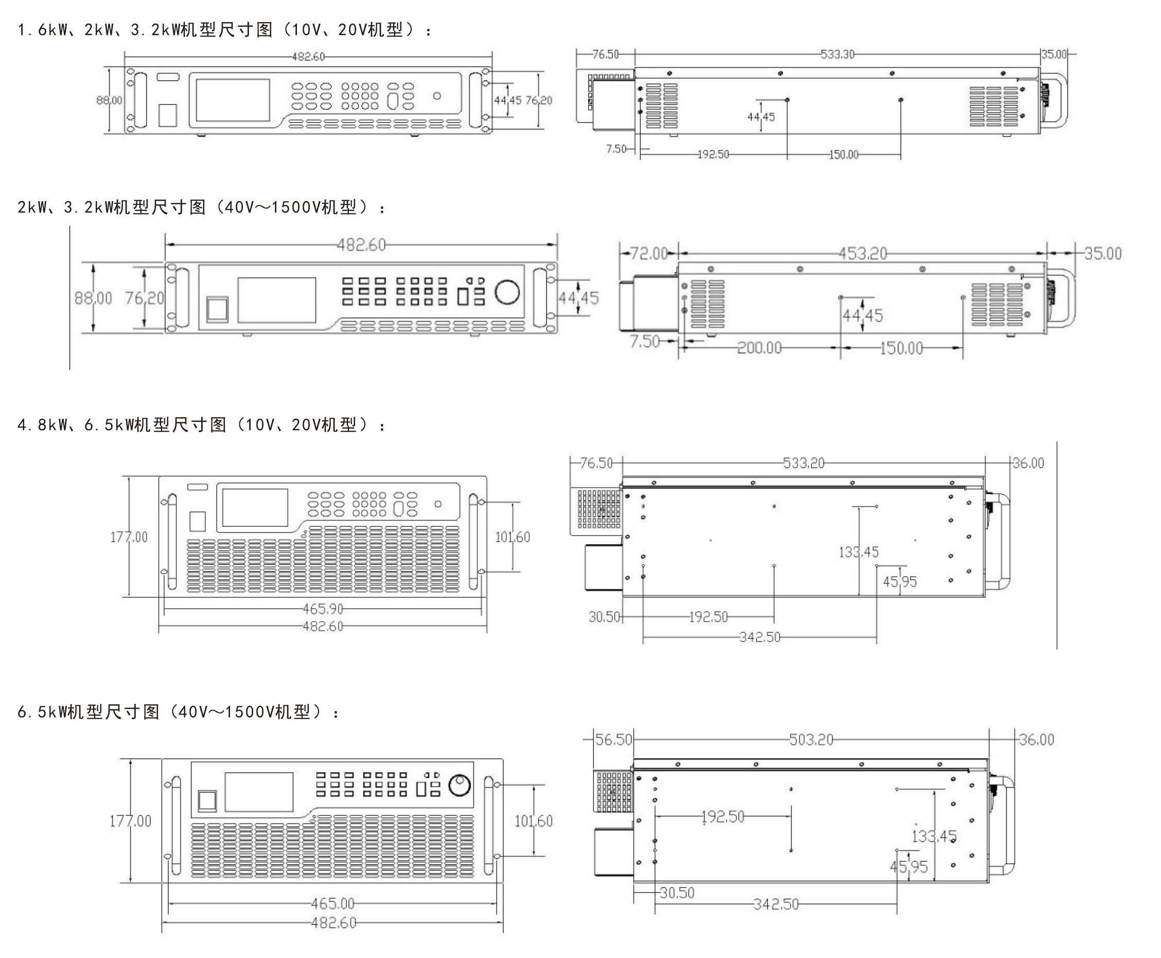 宽范围可编程直流电源FTP系列尺寸图宇捷弘业