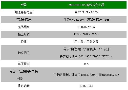振铃波发生器EMS61000-12C