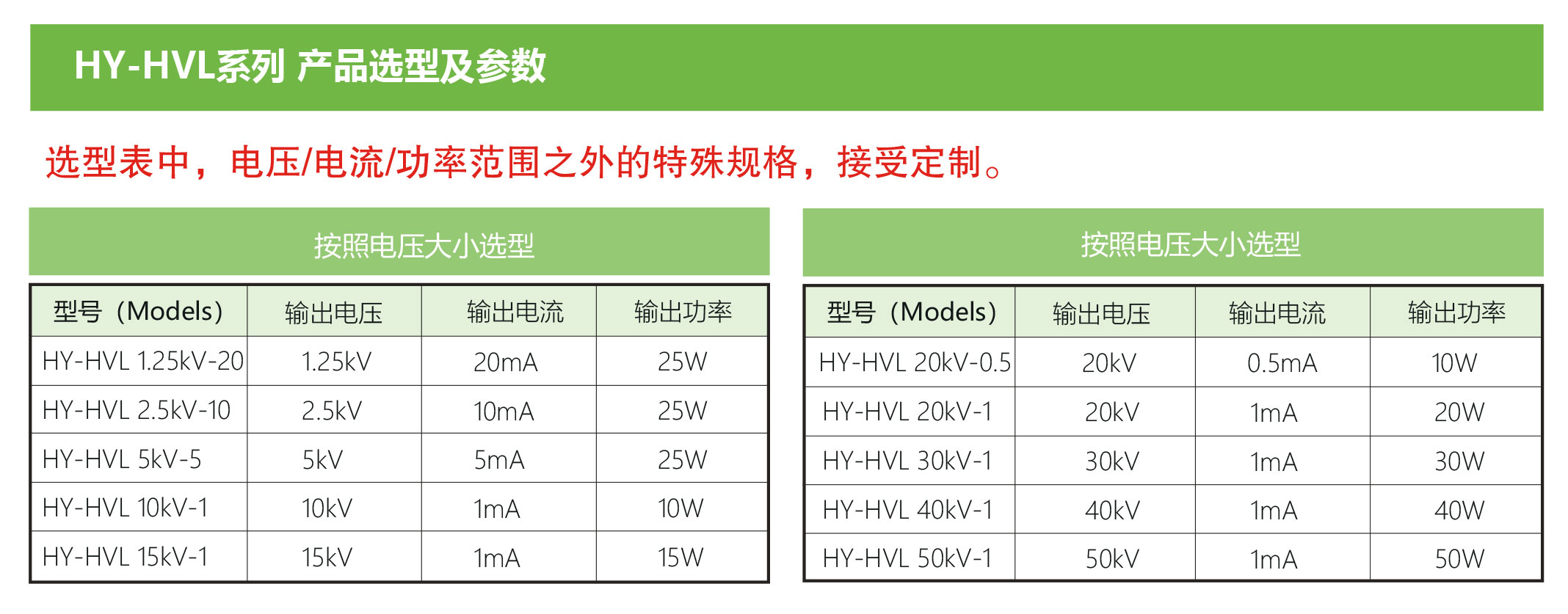 线性高压直流电源HY-HVL规格参数宇捷弘业
