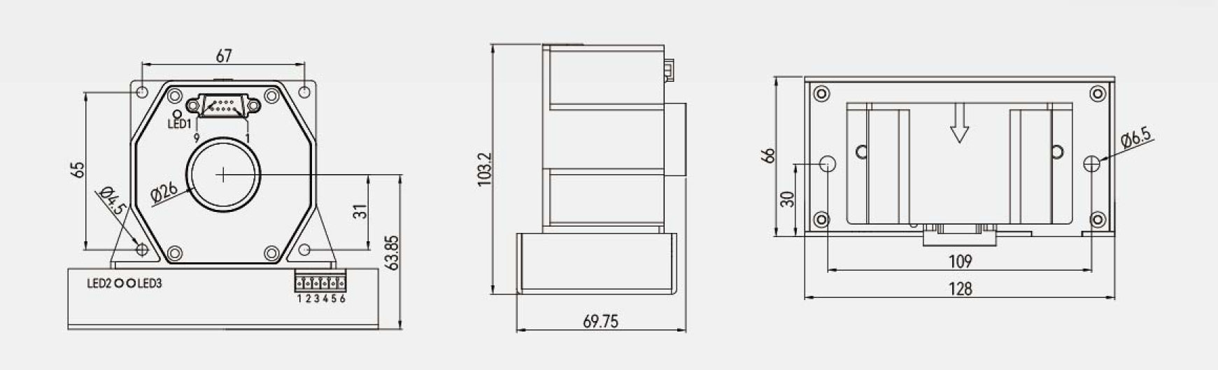 高精度数字电流传感器DIT系列尺寸宇捷弘业