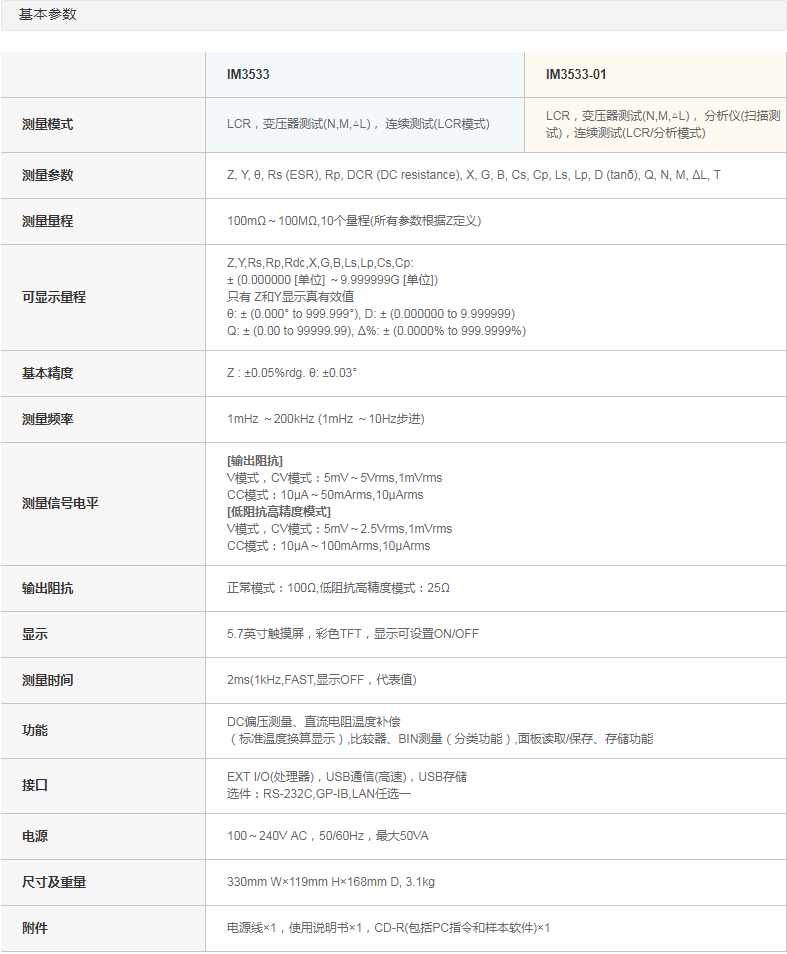 LCR测试仪IM3533