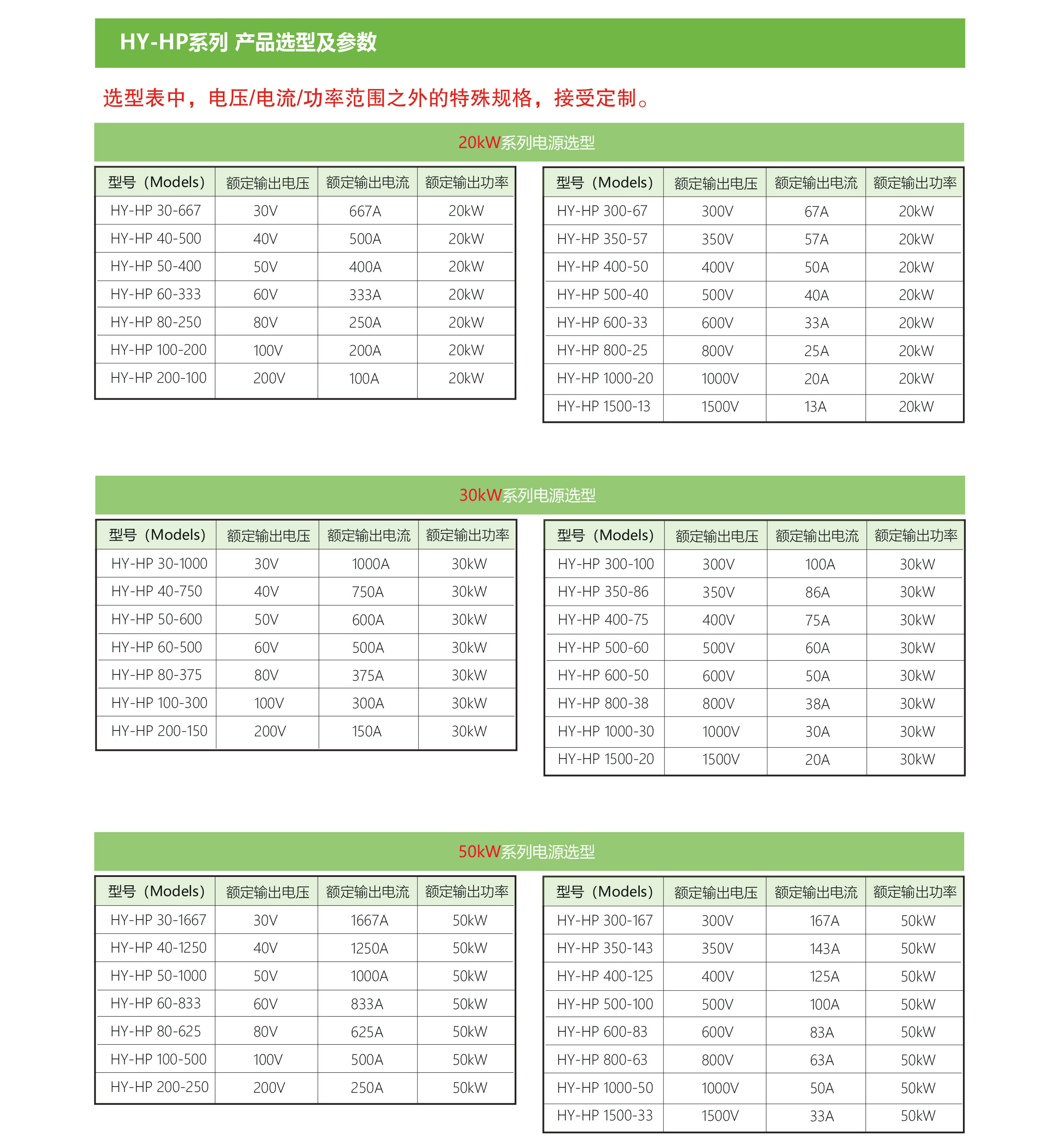 HY-HP可编程大功率直流电源规格参数宇捷弘业