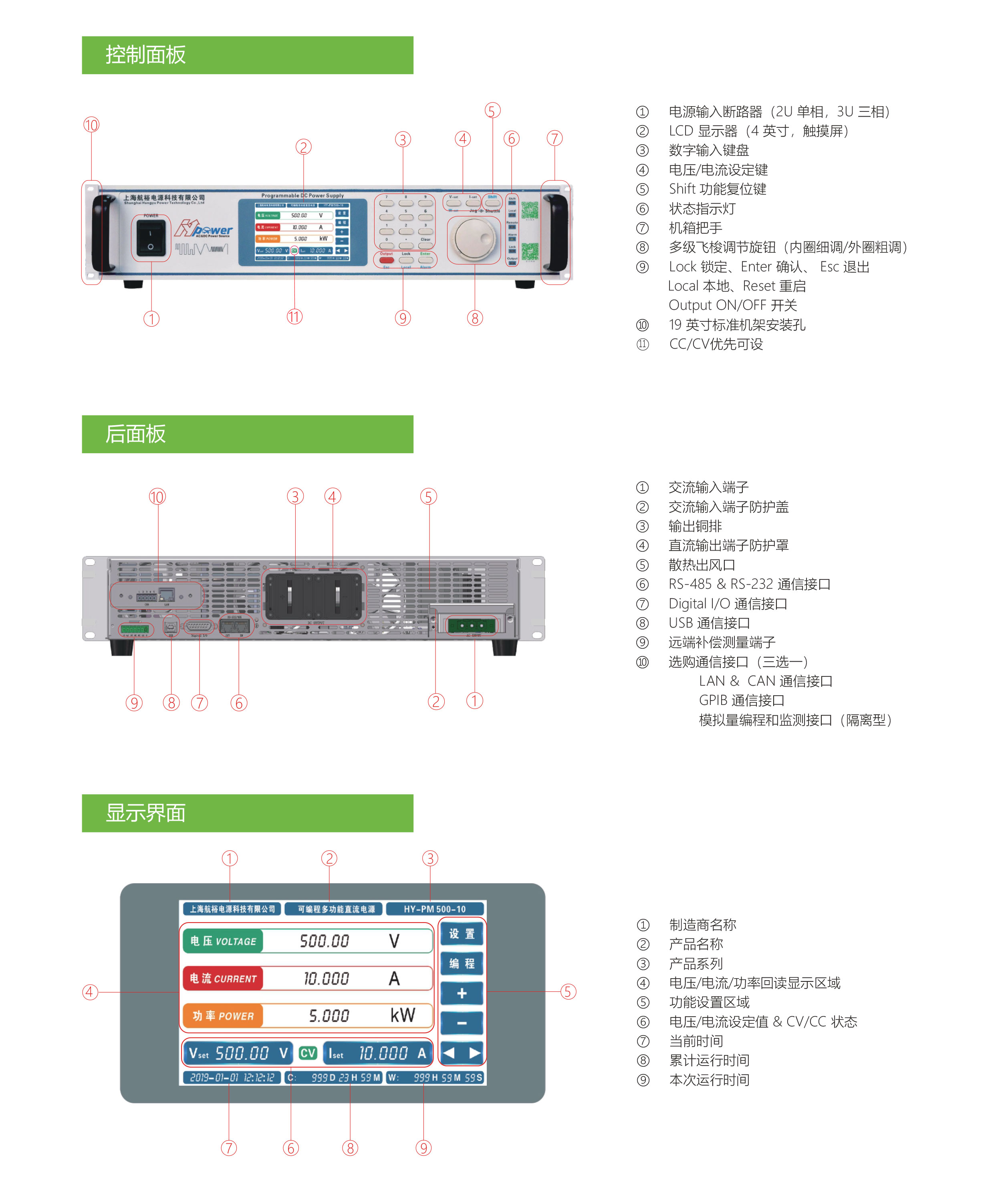 HY-PM可编程多功能直流电源面板及显示界面宇捷弘业
