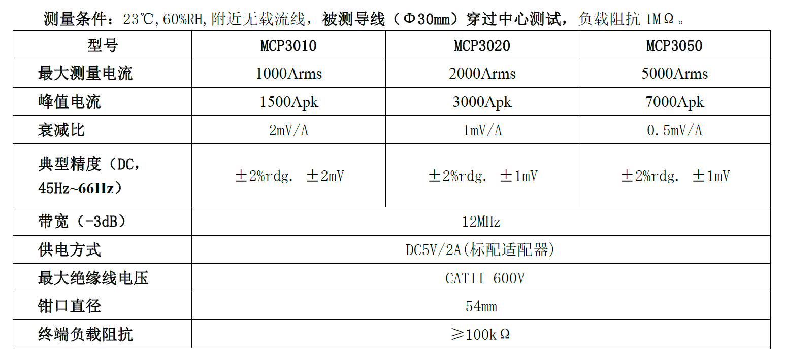 MCP3000系列规格参数